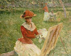 Motief Monet - Blanche Hoschede schilderend